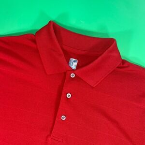 PGA TOUR Golf Polo Shirt‎ Moisture Wicking Performance Athletic Red Large